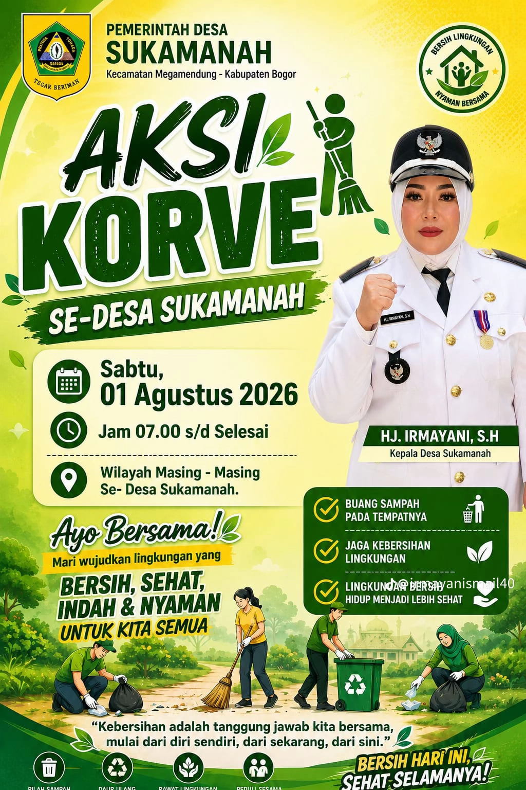 Jaga Kebersihan Lingkungan, Kades Sukamanah Ajak Warga Rutin Gelar Aksi Bersih-Bersih